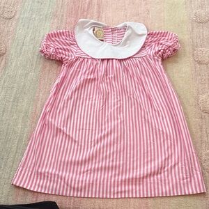 Beaufort Bonnet Pink and White Striped Dress with Peter Pan Collar
